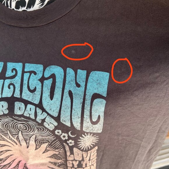 Billabong | You Are Invited Off-Black Colorful Sun Hippy Tomboy Tee | L | NWOT - Picture 9 of 12